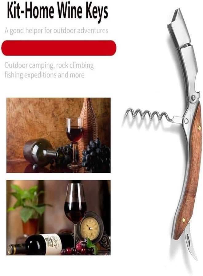 Kit-Home Professional Waiter Corkscrew Wine Key for Bartenders Set of 3,With Long Rosewood Handle Stainless Steel Handle Wine Opener for Bar Restaurant Waiters, Sommelier, Bartend (Long Rose Wood 3 Packs) - Image 5